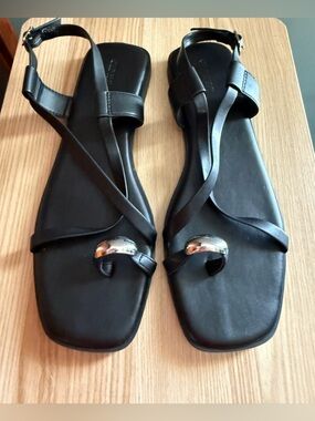 Old Navy Black Sandals with Silver Accent